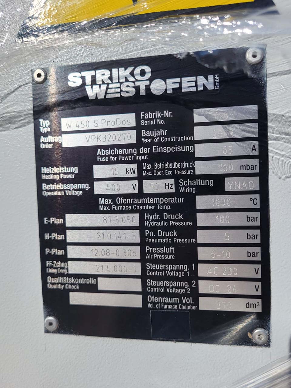 StrikoWestofen W 450 S ProDos DCP adagoló kemence O1816, használt