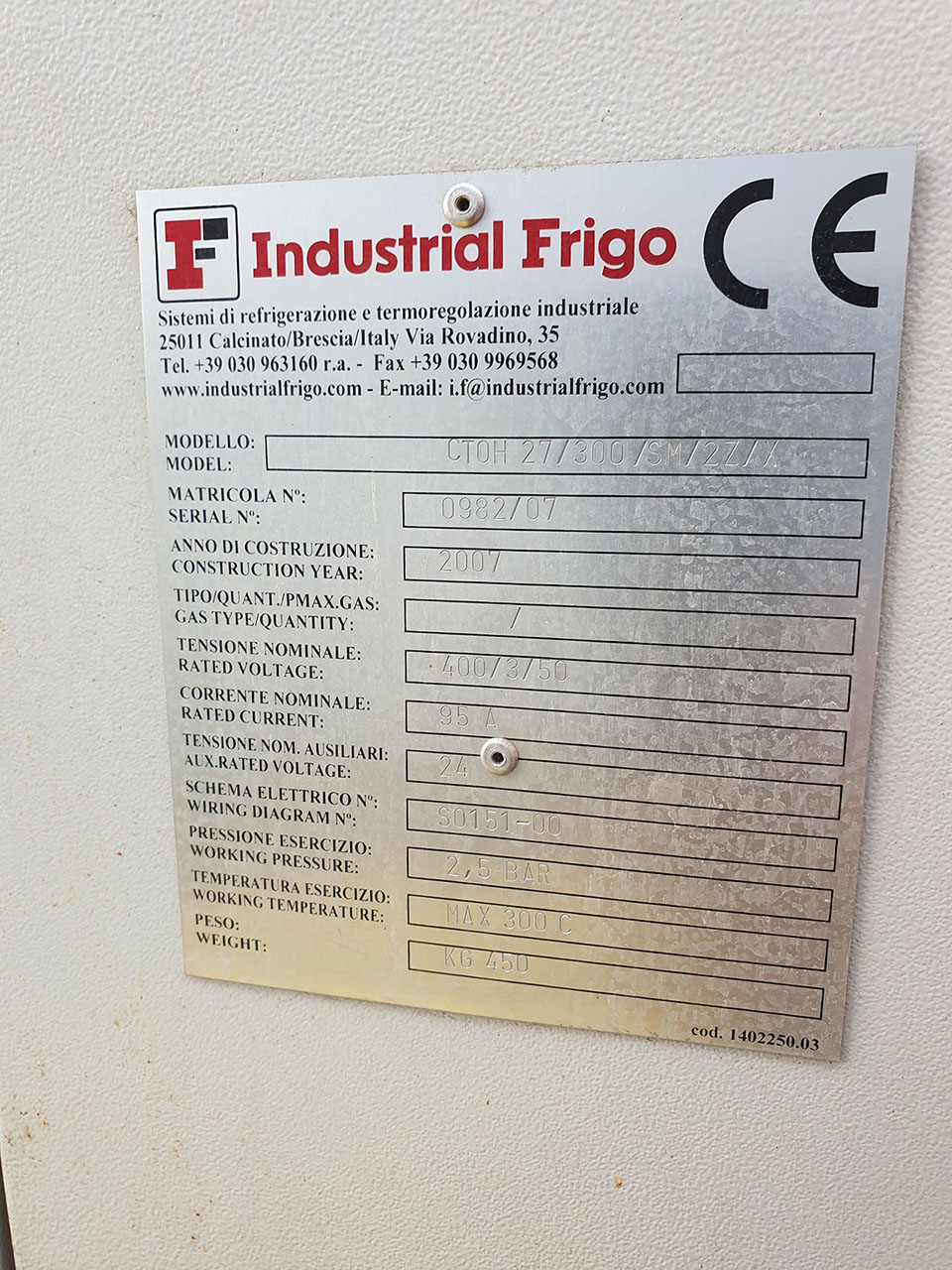 Ipari Frigo CTOH 27/300/SM/2Z/X olajhűtő ZU2087