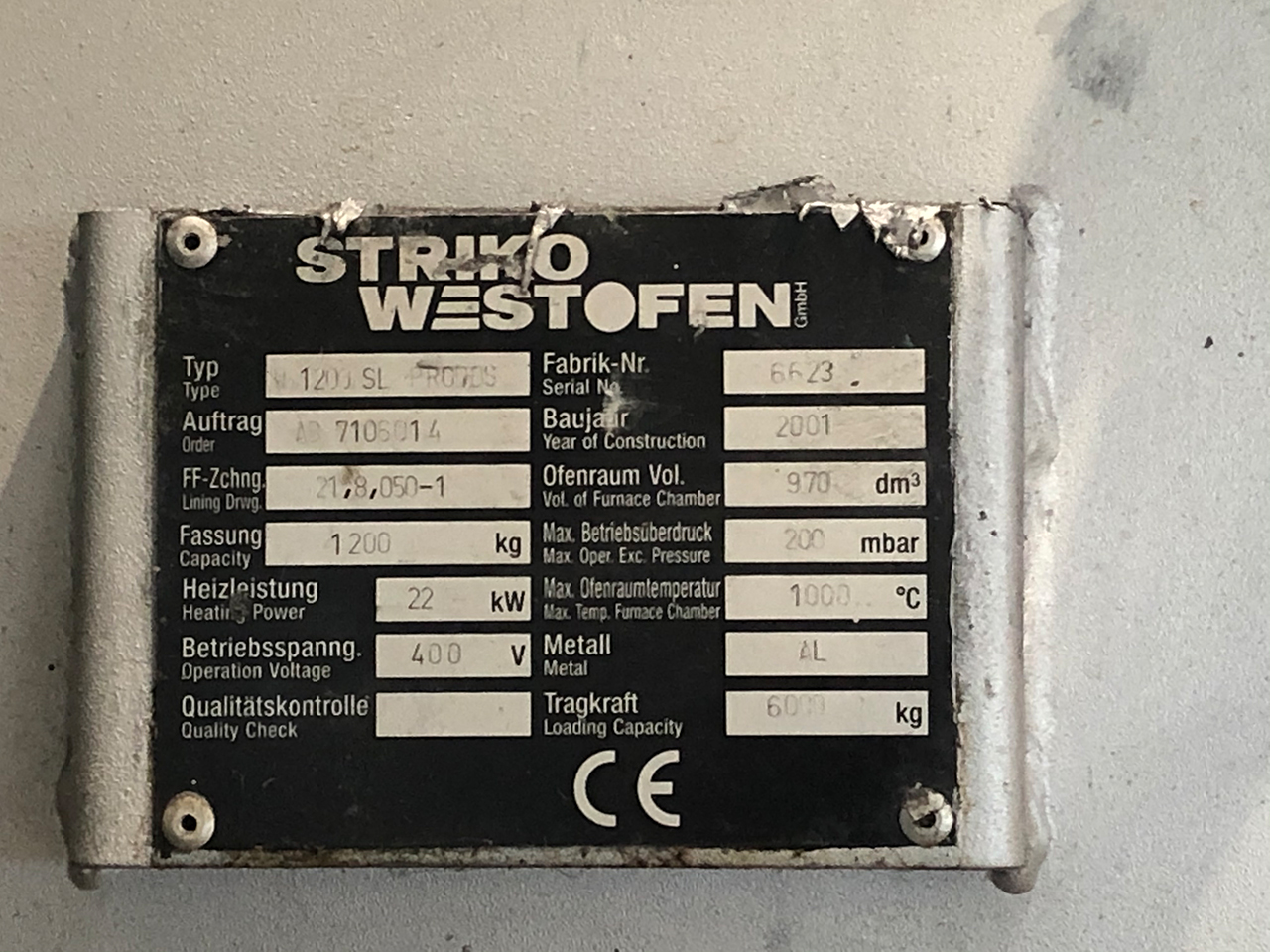StrikoWestofen W 1200 SL ProDos DPC adagoló kemence O1814, használt